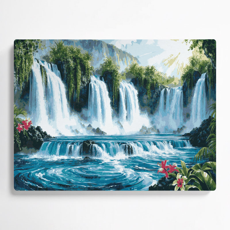 «Hawaiian Waterfalls», art mural en métal vert, H 11 po x l 14 po