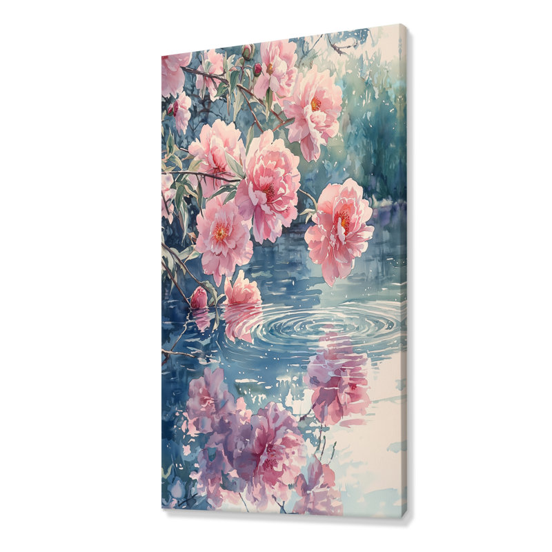 Pe pivoines par The Farm Pond I - pivoines, art mural, H 60 po x l 28 po, Toile tendue, Ne s'applique pas