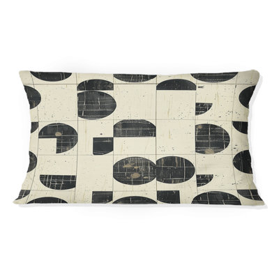Coussin lombaire Mid-Century blanc et noir Mid-Century