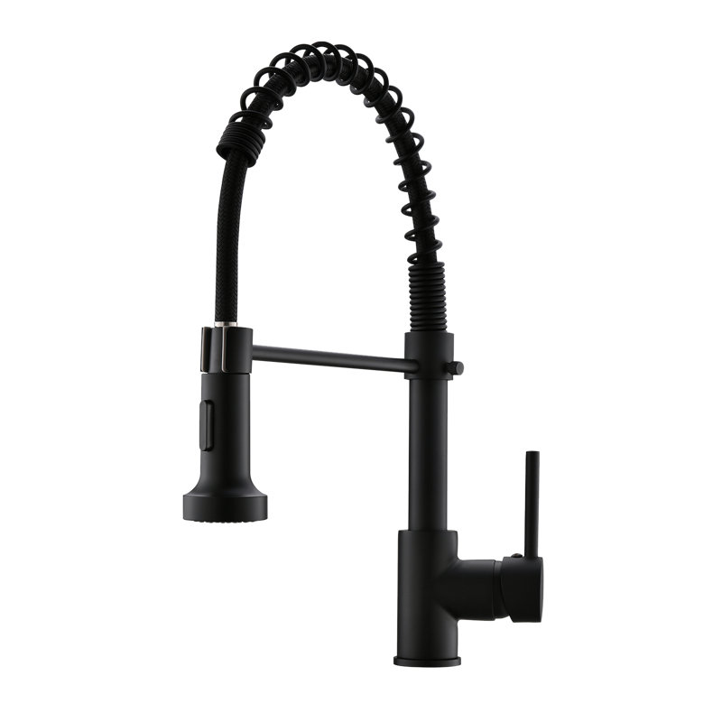 Matte Black Stainless Steel Pull-Down Kitchen Faucet with Spray