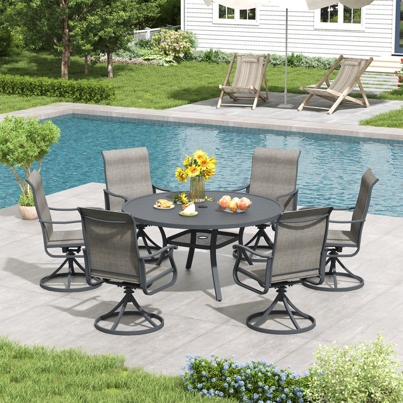 6-Person Outdoor Dining Set, Gray/Gray