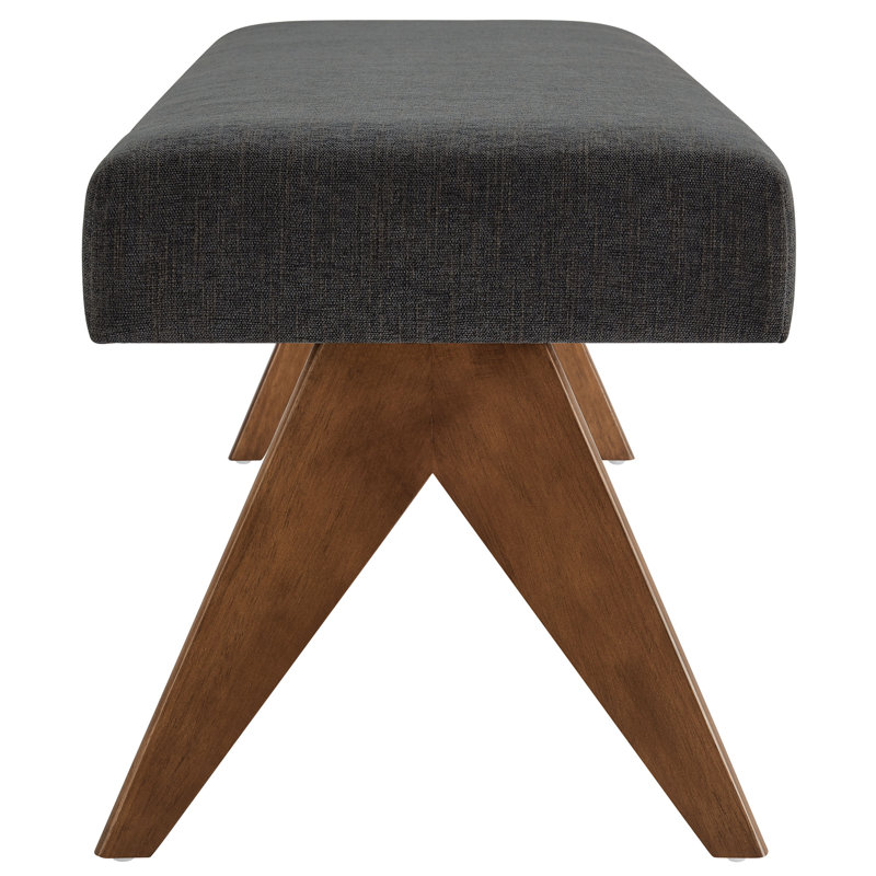 Lyra Fabric Upholstered Bench, 18.50"H x 63"W x 18"D, Dark Gray