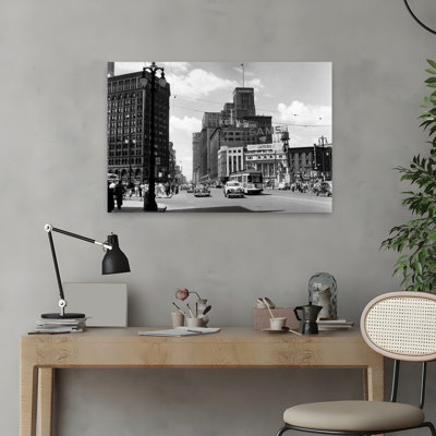 1940S Cadillac Square Detroit Michigan Usa Classic Retro Vintage Urban Architecture Art
