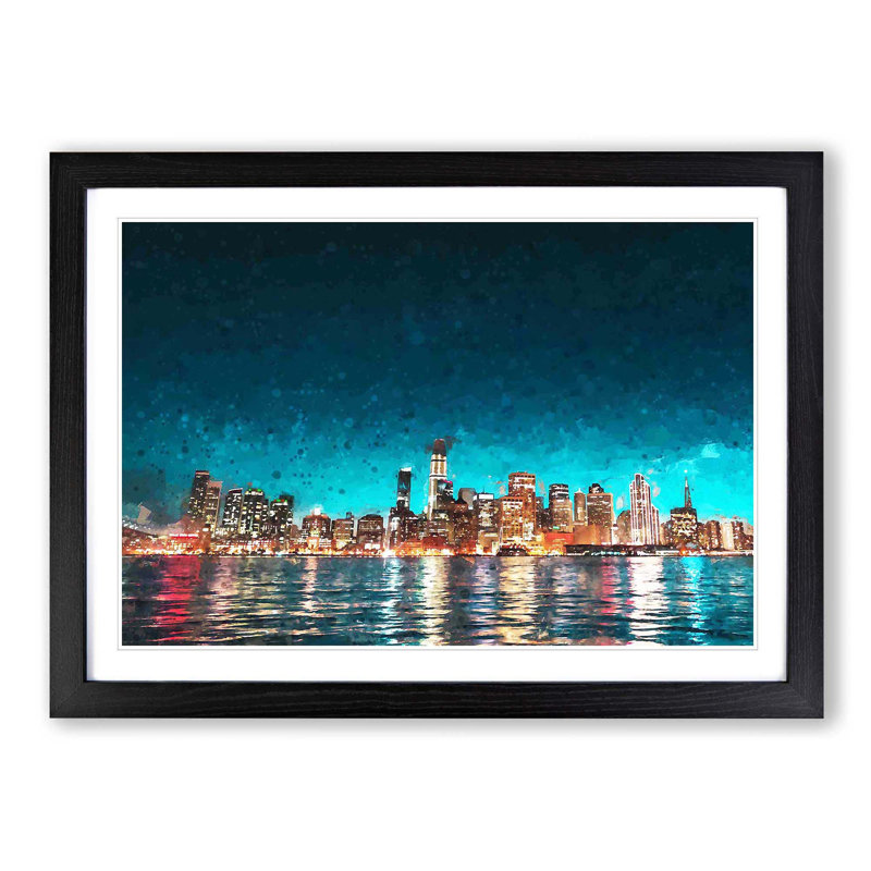 Reflection of the San Francisco Skyline - Picture Frame Painting Print, Black Framed, 27cm H x 36cm W x 2cm D