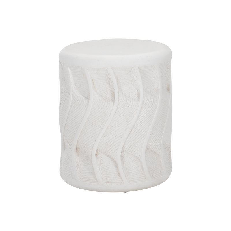 White Stonecast Transitional Round Side Table