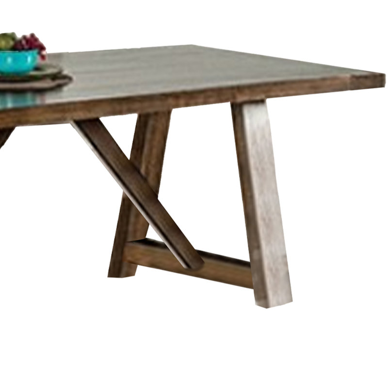 Jule 76" Brown Solid Wood Farmhouse Dining Table with Trestle Base