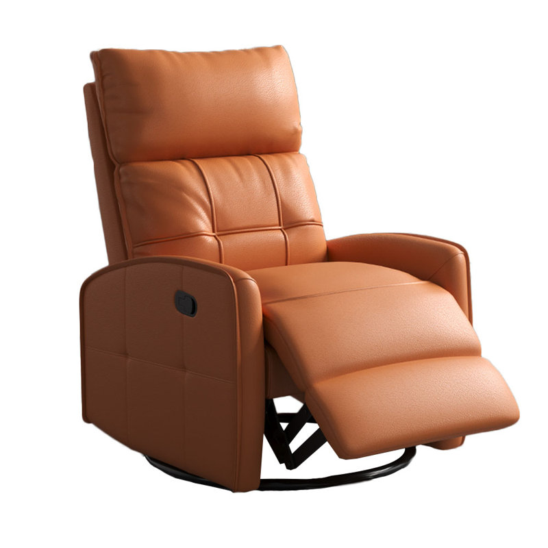 Kulmene Faux Leather Recliner, Orange Faux Leather