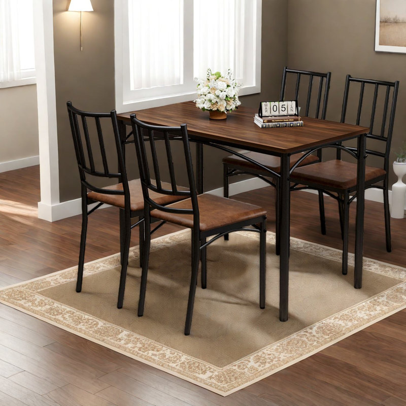 Ensembles de table de salle à manger peu encombrants de style industriel avec finition noyer, idéal pour la maison et la cuisine