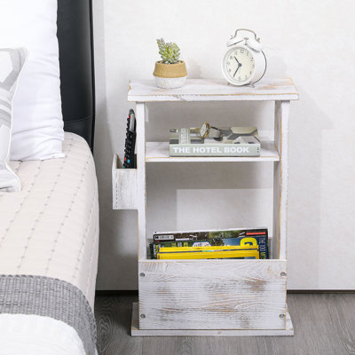 Hopedale Solid Wood Floor Shelf End Table with Storage