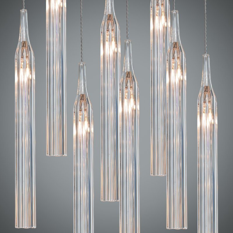 Cristalli 14 Pendant Lights, White, 48" H x 29" W x 14" D