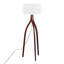 Lampe sur pied contemporaine Wishbone avec base en bois de noyer et abat-jour en tissu blanc, parfaite pour les intérieurs modernes et élégants.
