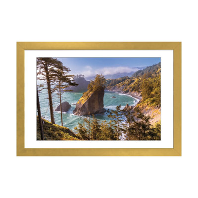 Paysage marin de l'Oregon - Arch Rock Cove le long du couloir panoramique de Samuel H Boardman - impression d'art mural - papier d'art encadré