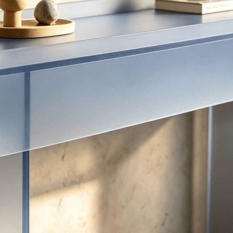 Console minimaliste en acrylique bleu mat, H 31,5 po x l 35,43 po x P 11,81 po