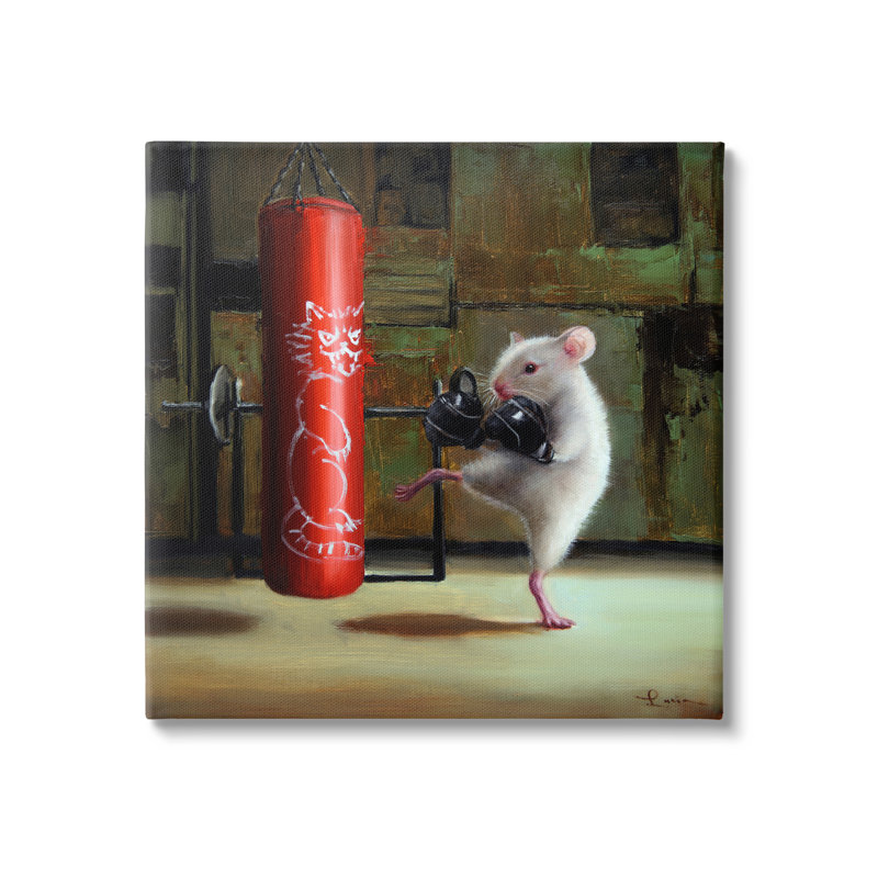 Sac de boxe à poils de souris détaillé par Lucia Heffernan, L 36 po x H 36 po, Toile tendue