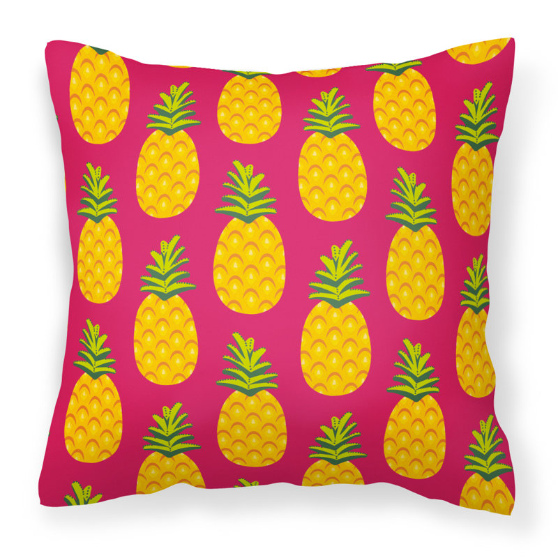 Coussin intérieur/extérieur d’ananas, Rose, 18 po x 18 po