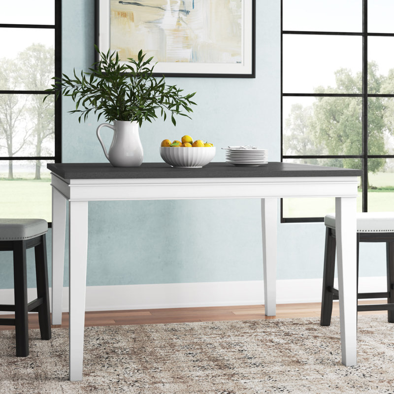 Counter Height Extendable Dining Table, White/Gray