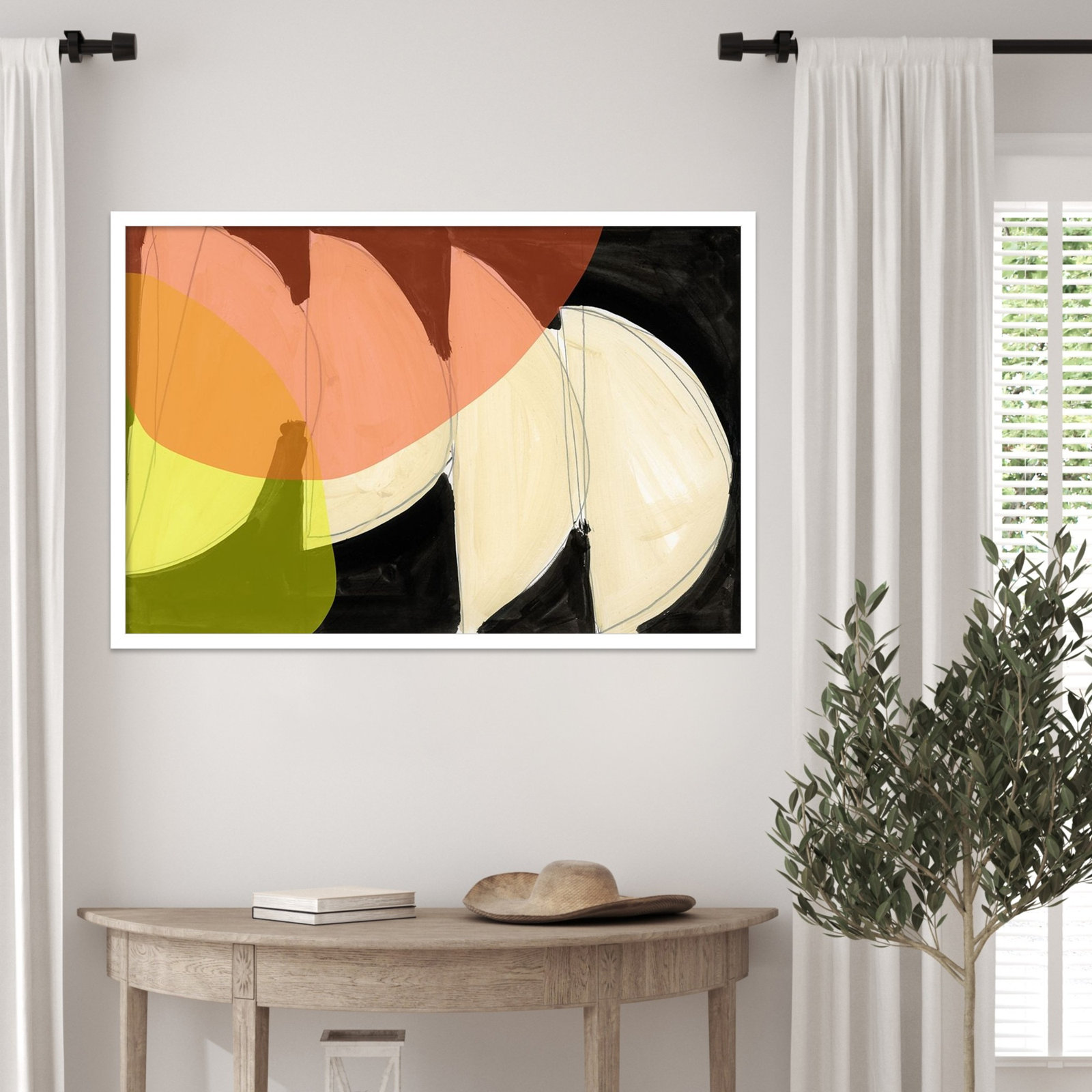 Gilpin "Four Semi Moons I" Print, 23" H x 33" W, White