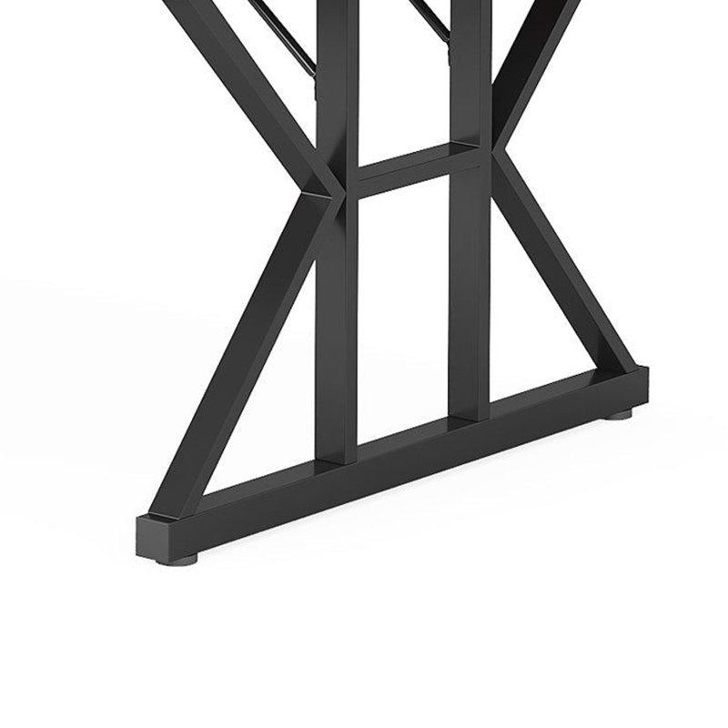 Farmhouse Dining Table, 71 Inch Wood Top, Metal Base, Bois brun, Noir