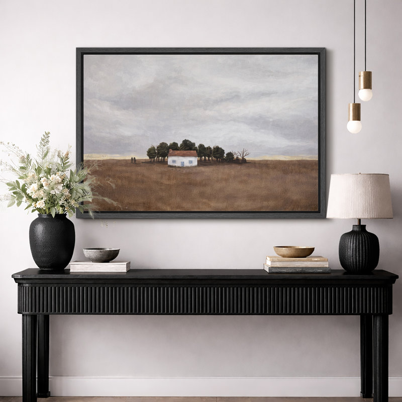 Œuvre de paysage minimaliste de maison rustique, photos de salon, impression sur toile giclée sur toile encadrée