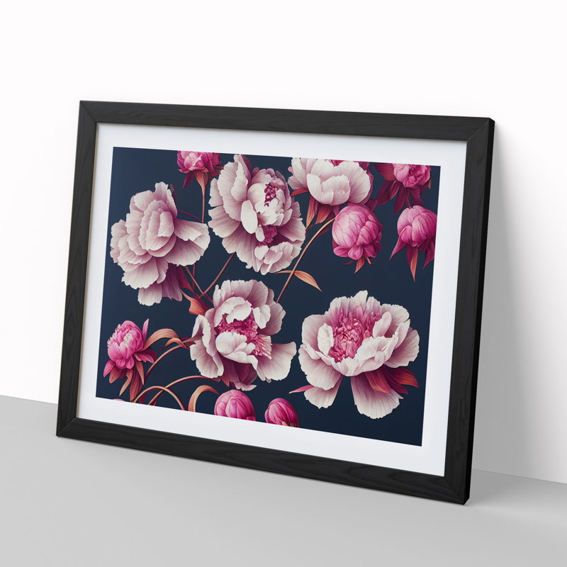 Bewitching Peonies - Single Picture Frame Print, 46cm H x 64cm W x 2cm D, Black Framed