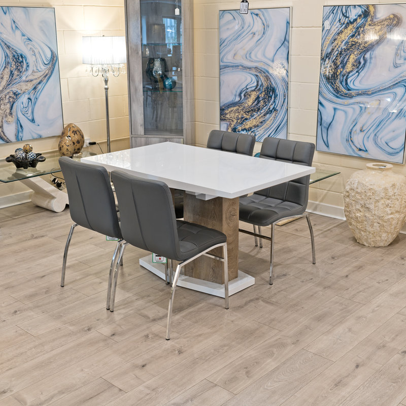 Dubey 4 - Person Butterfly Leaf Dining Set, Brown, Grey
