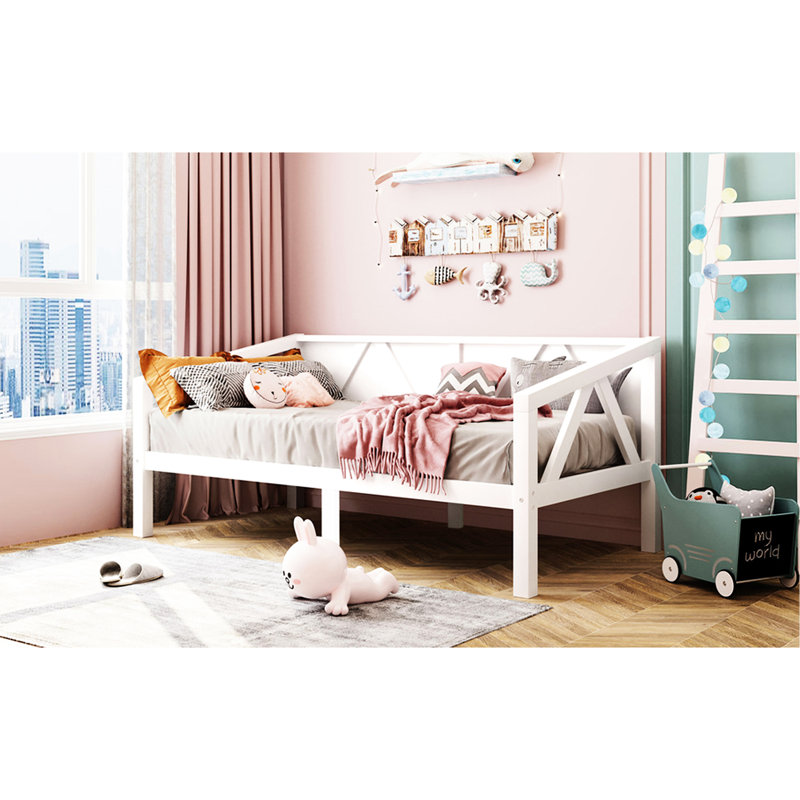 Lit de jour blanc simple avec lignes épurées, multi-usage dans la chambre à coucher ou le salon, système de support solide, rangement sous le lit de jour, avec élégance simple, chambre double, système robuste