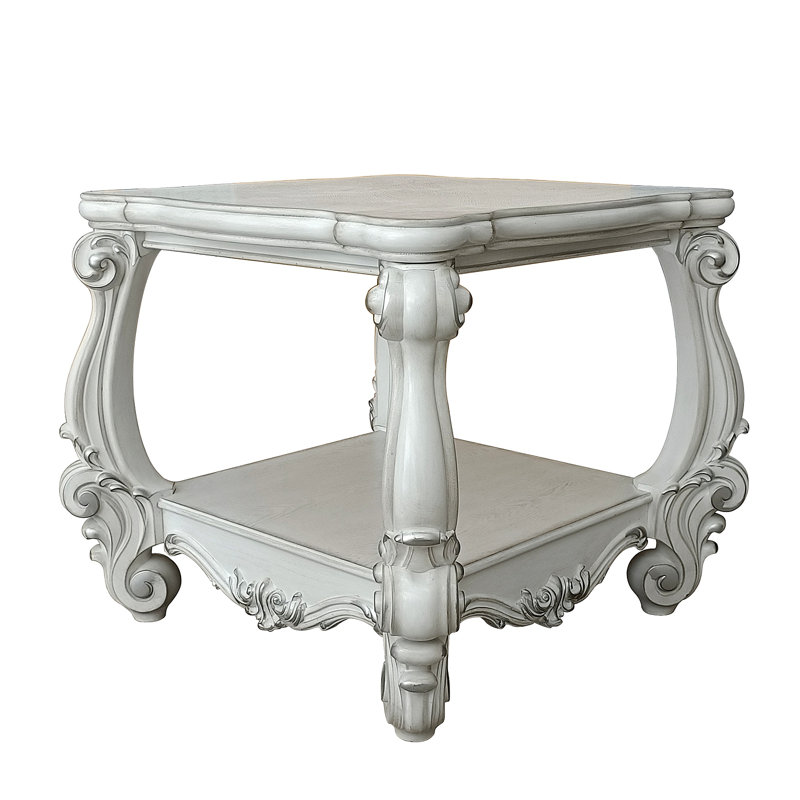 Table de bout Bone White avec tablette inférieure