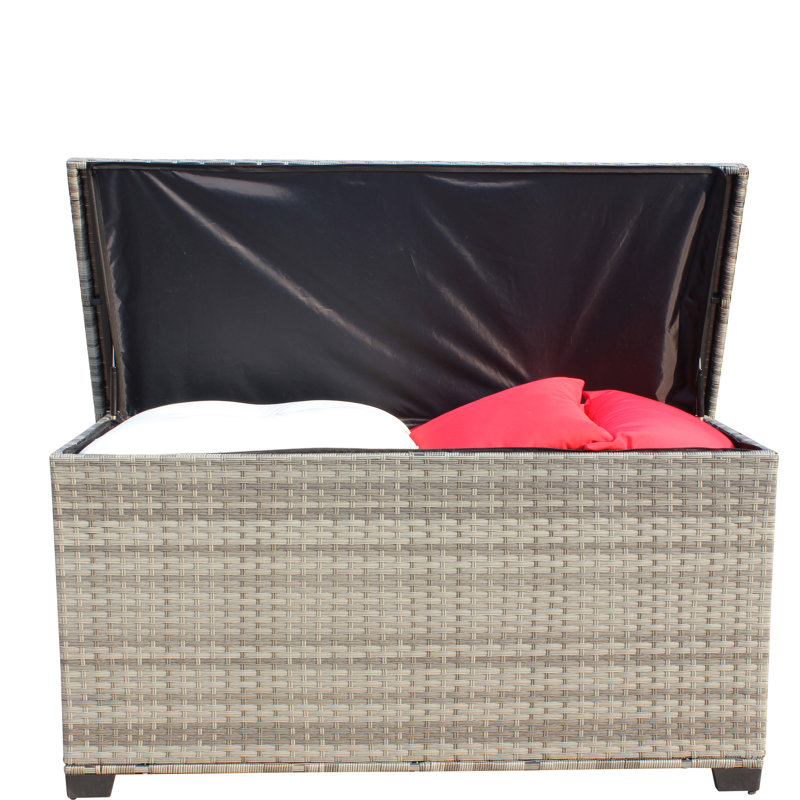 Boîte de rangement extérieure grise - 148 gallons. Couvercle renforcé pour plus de durabilité. Intérieur. Gère la mobilité. Pe et acier. Assemblage requis Capacité du patio en gallons. Avec couvercle en panneau de particules. Imperméable. Pratiqu