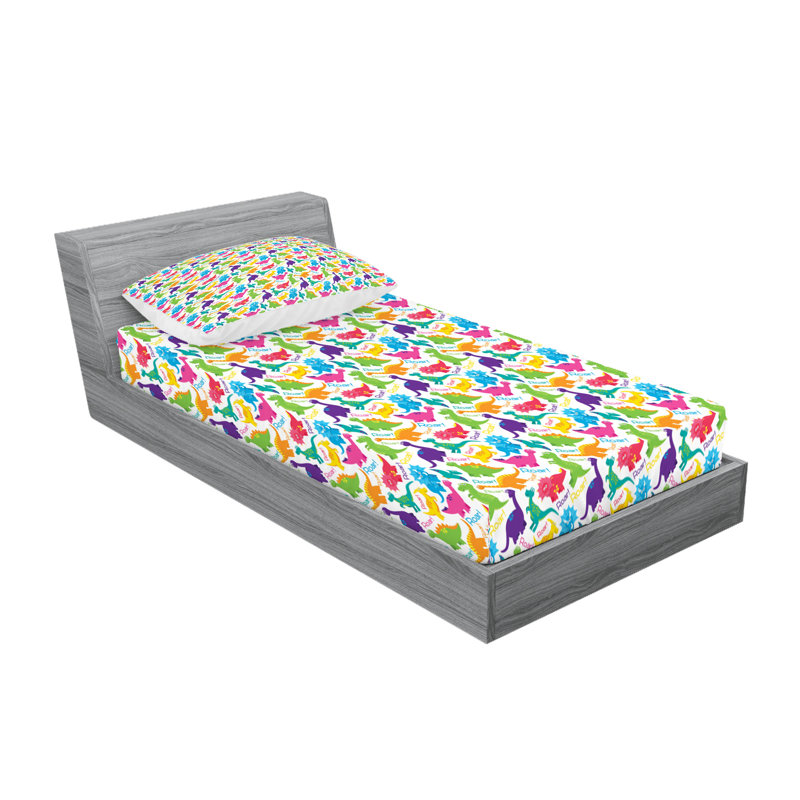 Multicolore drap-housse et taies décoratives Ambesonne, Ensemble de draps pour lit simple + 3 pièces supp