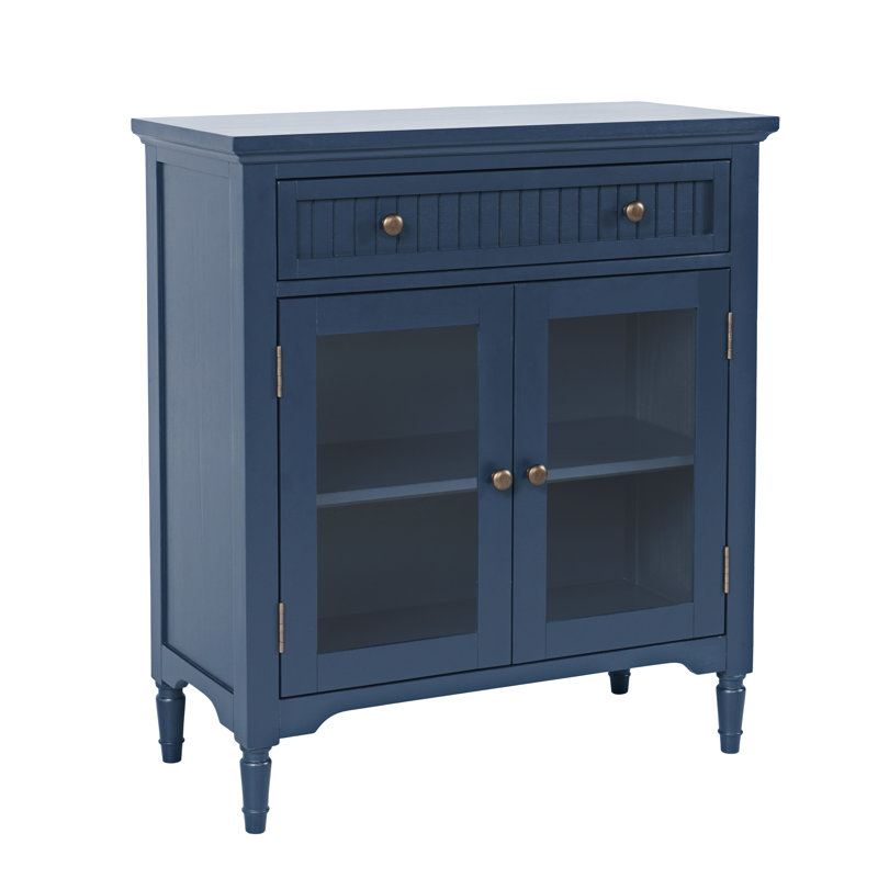 Pearce 32" Glass Door Accent Cabinet, Blue