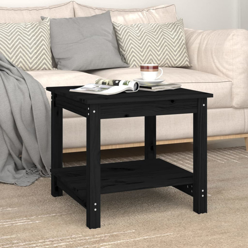 Bubovice Solid Wood Four Leg Coffee Table with Storage, Black