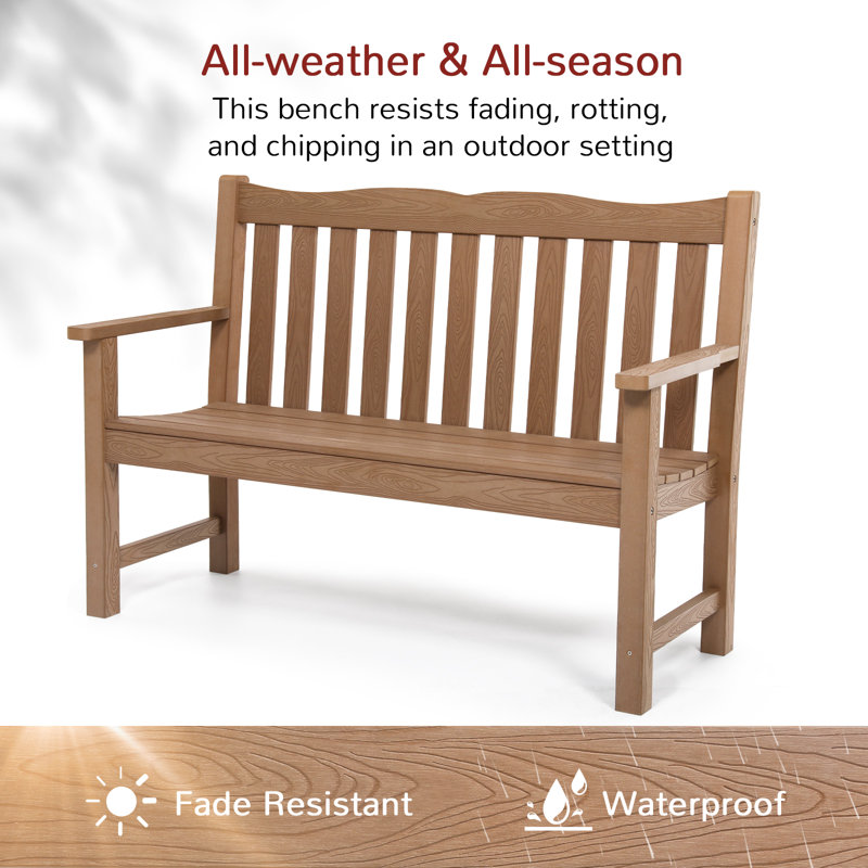 Banc d'extérieur imperméable 49 po, Teck naturel