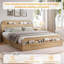 Structure de lit avec tête et pied de lit avec rangement, lit plateforme bas pour la chambre à coucher, aucun sommier requis, beige-1898674194-1898674200