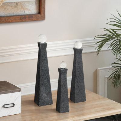 Ensemble de 3 bouteilles en résine de quartz noir Isaacs