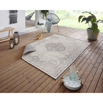 Cebu - Indoor & Outdoor Rug, Flatweave, Oriental, Oriental, Balcony, Living Room, Terrace - Grey