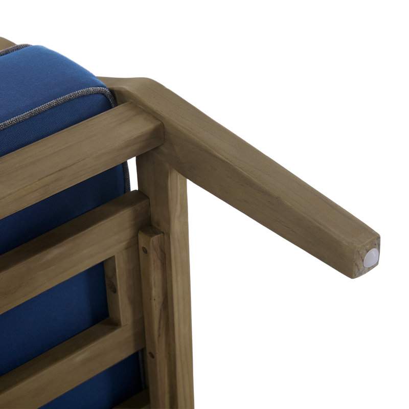 Ensemble de chaises d'extérieur en teck avec coussins Louque, Marine, Brun