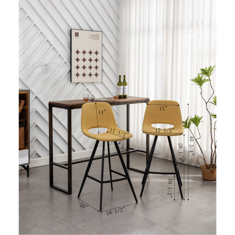 Ensemble de 2 tabourets à hauteur de comptoir en tissu 28,25 po, Jaune
