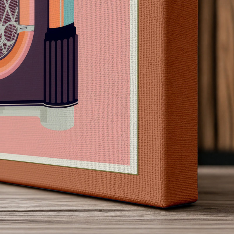 Jukebox Retro - Wrapped Canvas, 36x24 - 91.4 x 61.0 cm, Terracotta Border