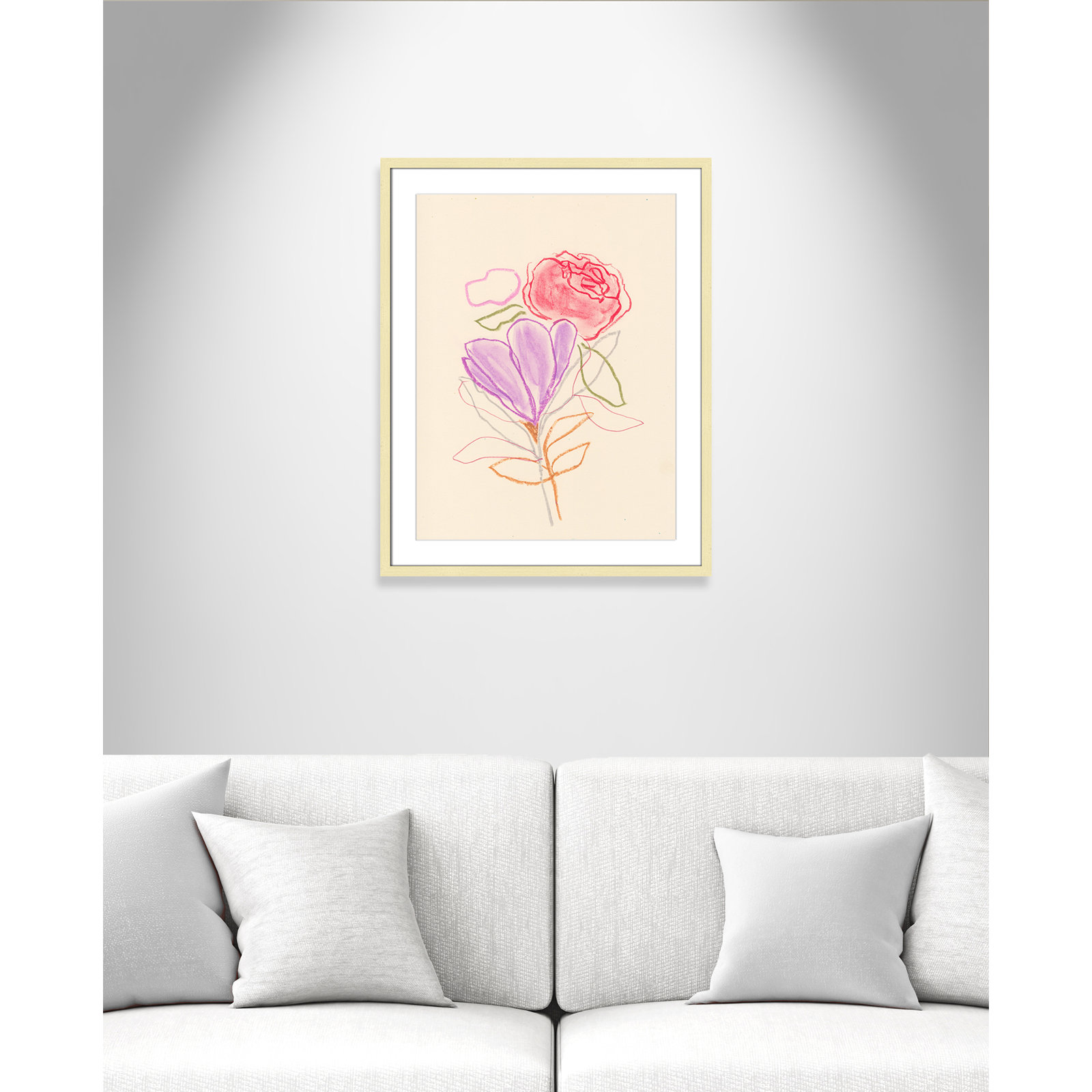 Simple Floral "Simple Floral III" Print, Gold Single Picture Framed Paper, White, 29.5" H x 23.5" W x 1.25" D