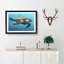 Swimming Sea Turtle in Abstract - Picture Frame Graphic Art Print on MDF-55728534-55728530
