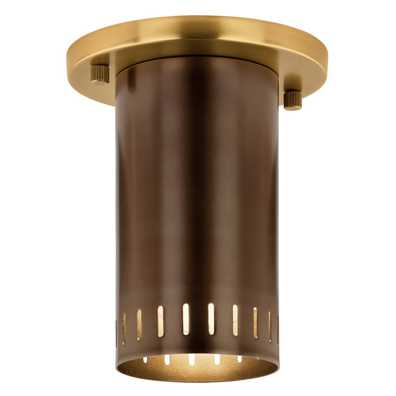 Plafonnier encastré 1 lumière 5,50 pouces Ruehl en bronze laqué avec détails en laiton laqué Ruehl, Bronze laqué