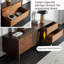 Meuble télé de rangement rétro luxueux en parquet brun et brun foncé, 220 cm (86,61 po).-1223014183