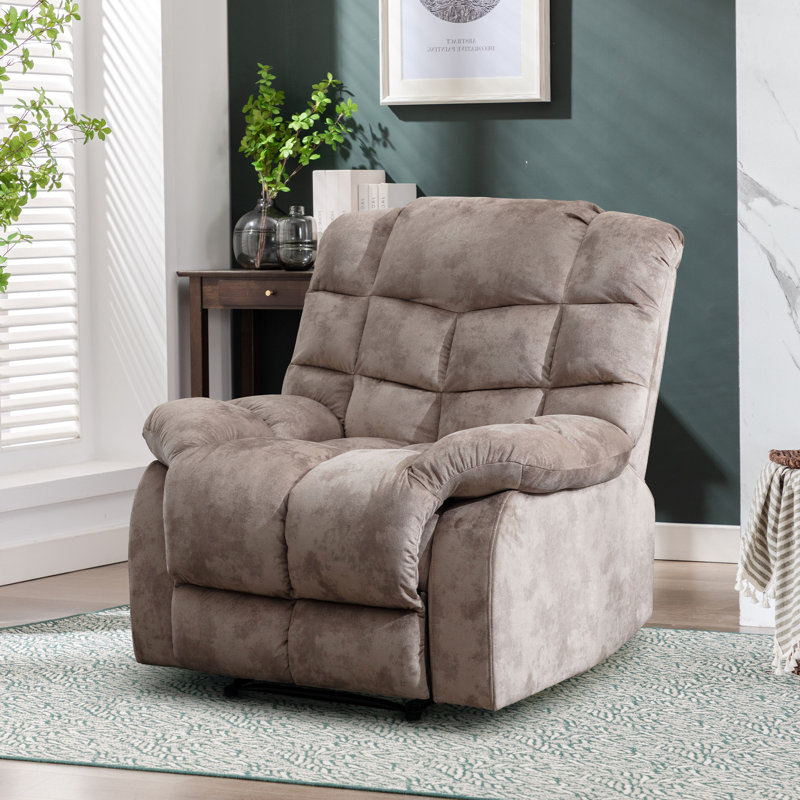 Chira 36.9'' Wide Modern and Soft Upholstered Manual Standard Recliner, Light Brown