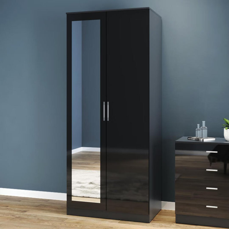 2 Door Manufactured Wood Wardrobe, Black