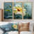 Toile avec cadre flottant or