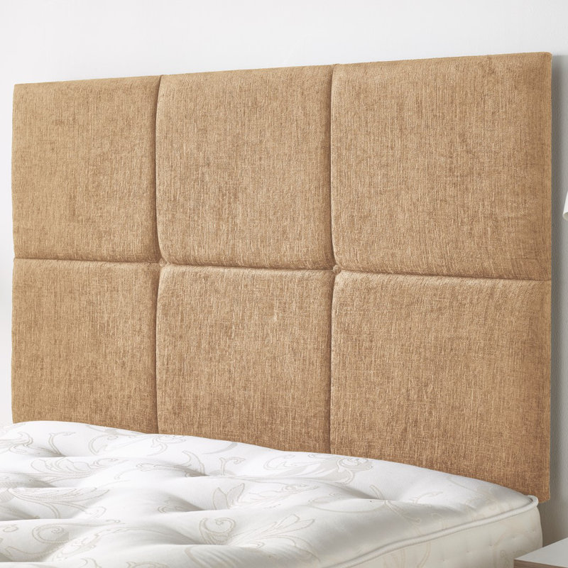 Upholstered Velvet Panel Headboard, Small Double (4'), Champagne