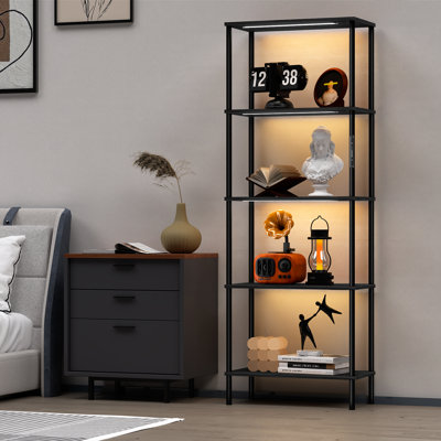 67" Floor Lamp with LED Lights, Touch & Remote Control, 3 Color Temperature, Dimmable Tall Corner Bookcase