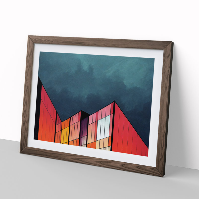 XH1022-6070X Modern Building Architecture Vol.4 1 Piece Single Picture Frame Wall Art, 34cm H x 46cm W x 2cm D, Walnut