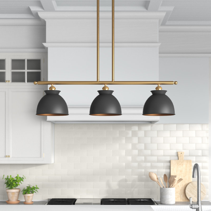 Arev 3 - Light Kitchen Island Pendant, Antique Brass, Yes, Matte Black
