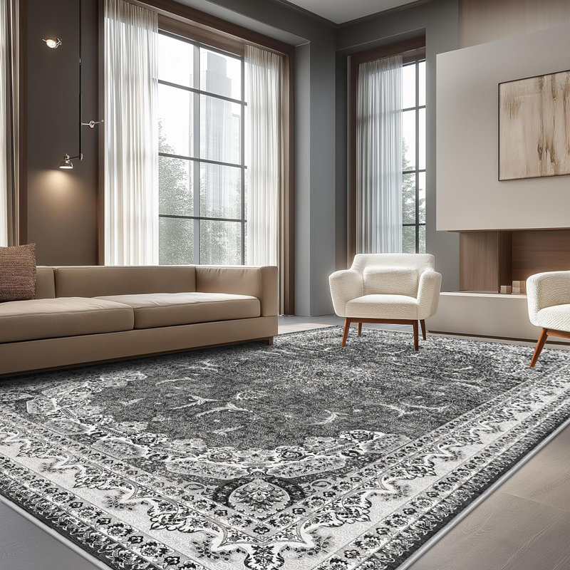 Oriental Area Rugs, Machine Washable Rugs with Non-slip Rubber Backing  for All kind Floors, Rectangle 8' x 10'